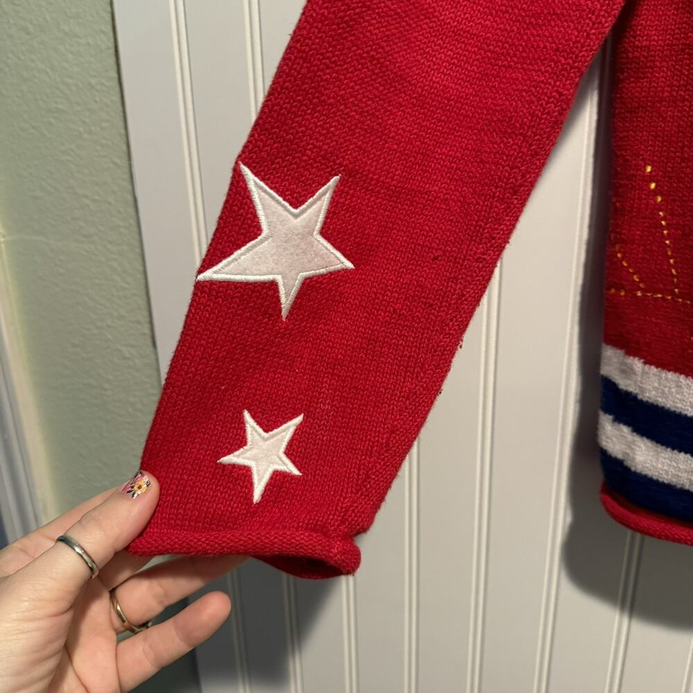 Quacker Factory Red 4th Of July Cardigan Stars Stripes Size Medium - Picture 3 of 5